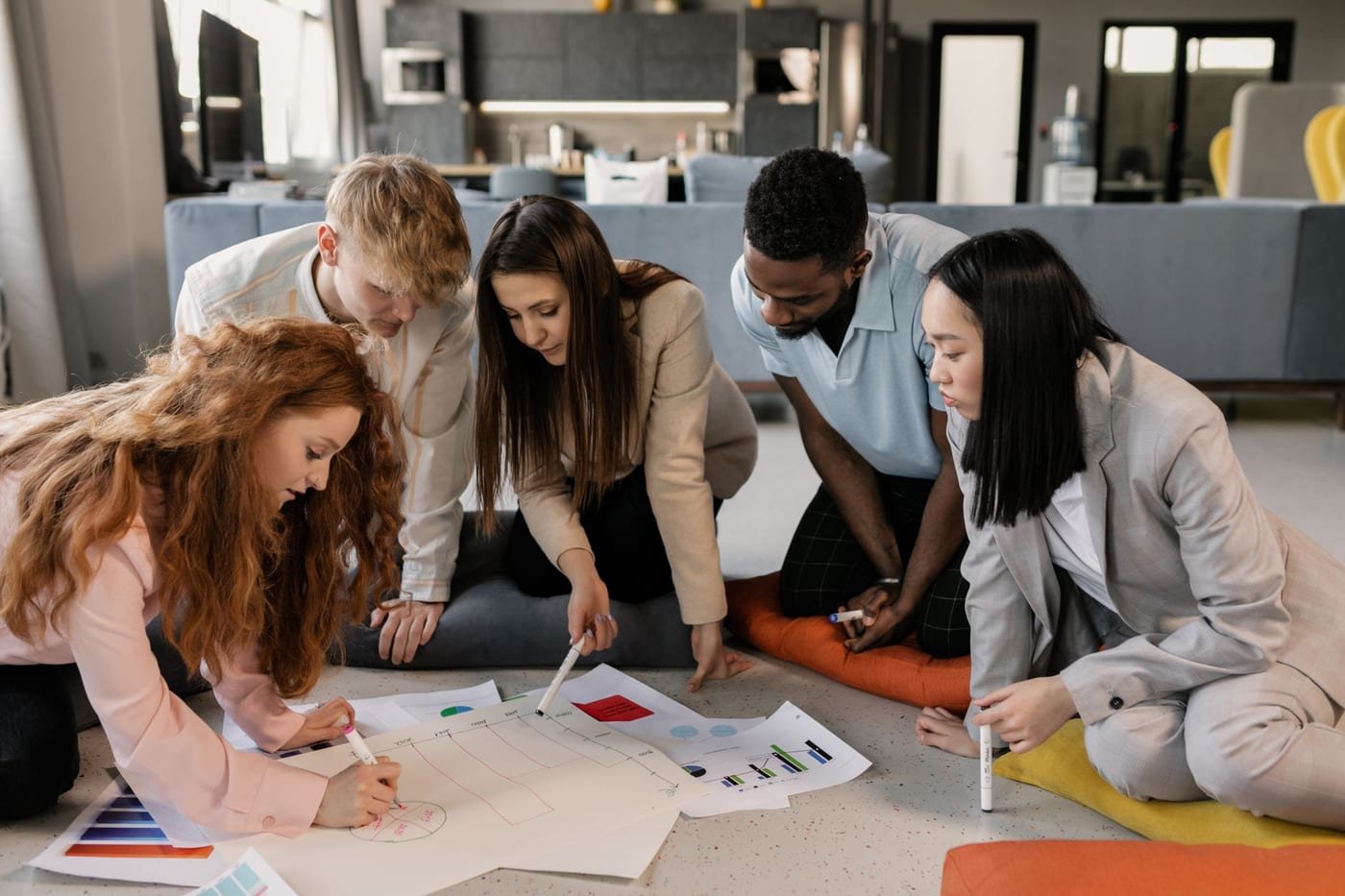 Marketing team reviewing campaign results